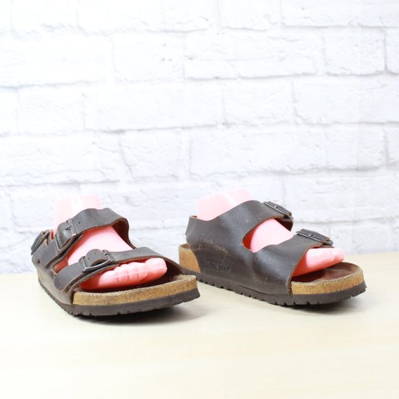 BIRKENSTOCK Milano Brown Leather Ankle Strap Sandals Size L 10 / M 8 - Picture 3 of 9
